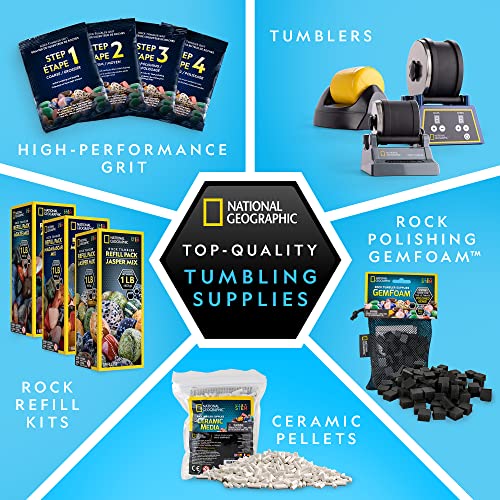 National Geographic Rock Tumbler Refill Kit with 3 Lbs. Rough Gems