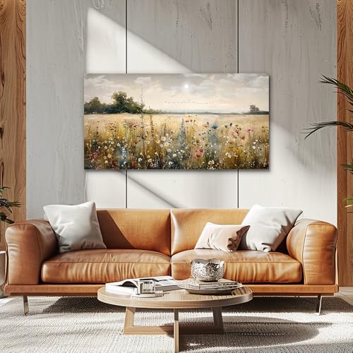 Framed Wall Decor For Living Room Canvas Prints Wall Art Bedroom Office Decoration Vintage Abstract Painting Rural Natural Landscape Artworks Pictures Ready To Hang Farmhouse Home Decor