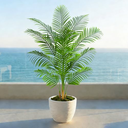 2 Pack Artificial Palm Tree Indoor Plant 6FT Tall Fake Tropical Palm Tree in Pot