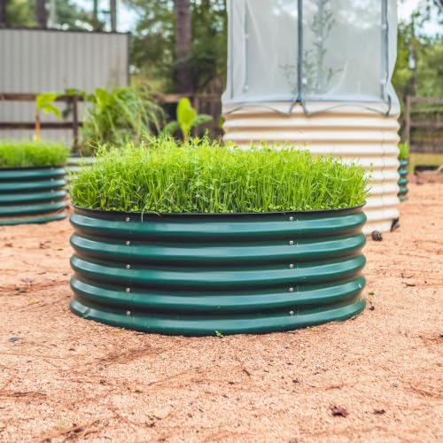 17" Tall 42" Round Raised Garden Bed Metal Raised Bed Planter Box for Vegetables Flowers Patio