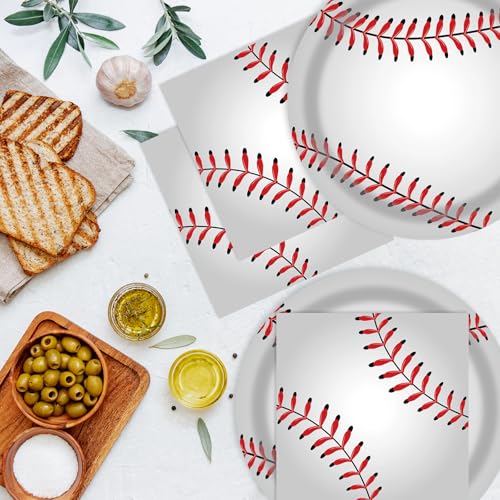 40 Pcs Baseball Party Dessert Plates and Napkins Sets (40 Count)