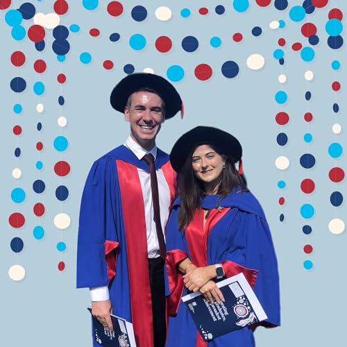 Nautical Party Decorations Circle Dot Garland Navy Blue Red White Hanging Paper Polka Dot Streamer for Nautical Pirate Ahoy Achor Birthday Wedding Bridal Shower Bachelorette Party Supplies