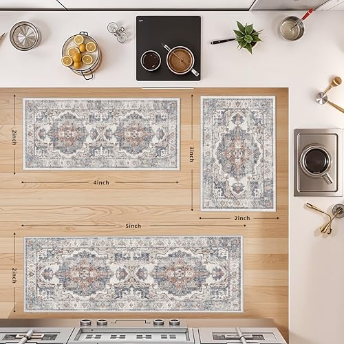 Washable Kitchen Rug Set of 3 (24 Sq Ft)