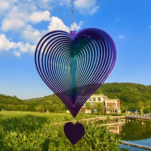 15in Large Heart Wind Spinner Garden Decor