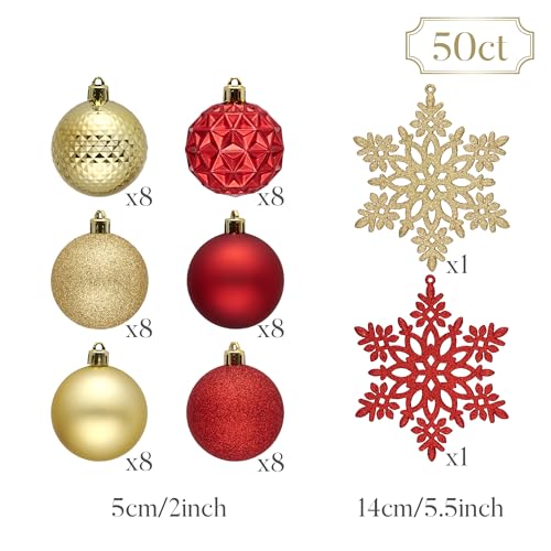 50ct Christmas Tree Decorations Ball Ornaments 2 Inches (50 Count)