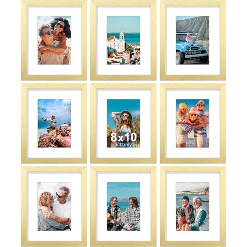 8x10 Picture Frames Set of 9 for Wall or Tabletop Display (9 Count)