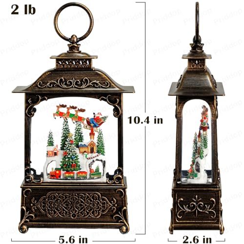 Village Snow Globe Christmas Decorations Indoor Santa Claus Reindeer Church Cabin Snow Village Scene Gifts Classic Relief Texture Musical Glitter Snowfall USB