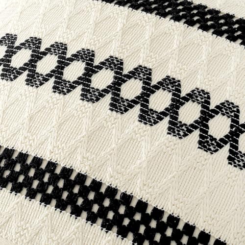 Set of 2 Black Boho Decorative Pillow Covers 18x18 Inch (2 Count)