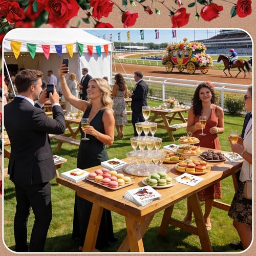 140 Pcs Derby Horse Cocktail Napkins Horse Racing Party Napkins This Is Derby Day Guest Paper 6.5 x 6.5 Inches Roses Party Beverage Paper Disposable for Jockey Birthday Supplies Decoration (140 Count)