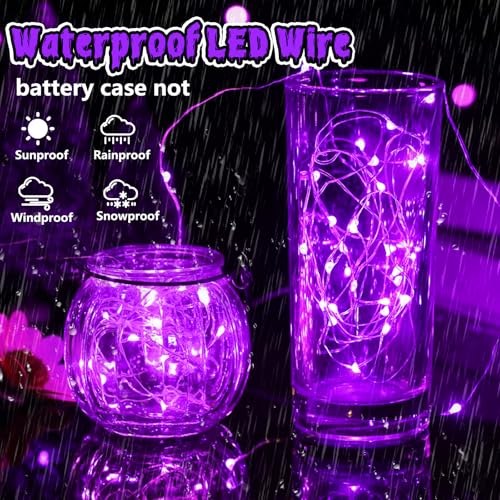 3 Pack Fairy Lights Battery Operated Halloween String Lights Remote Purple (3 Count)
