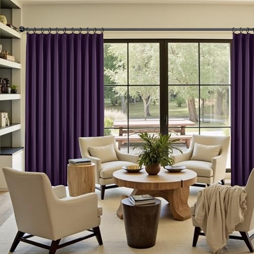 Royal Purple Pinch Pleated Curtains 84 Inch Length 2 Panels Set (2 Count)