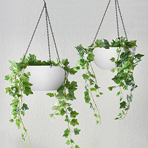 13 inch 2Pack Large Hanging Planters for Outdoor Indoor Plants with Drainage Holes and Chain (2 Count)
