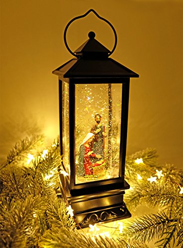 Nativity Singing Snow Globe Lantern with 6 Hour Timer