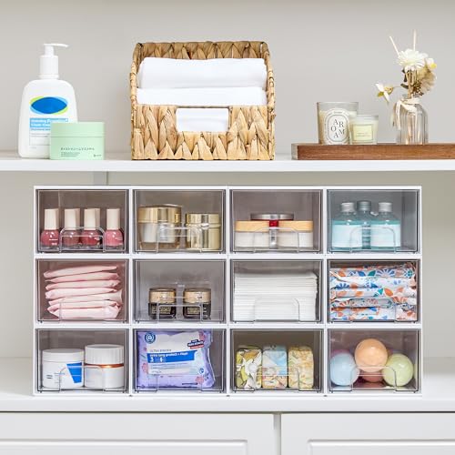 4 Pack Small Stackable Storage Drawers (4 Count)