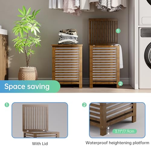 Double Laundry Hamper with Lid