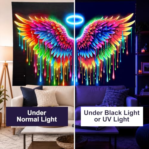 Blacklight Tapestry Angel Wings Party Wall Decor 78 x 59 Inch