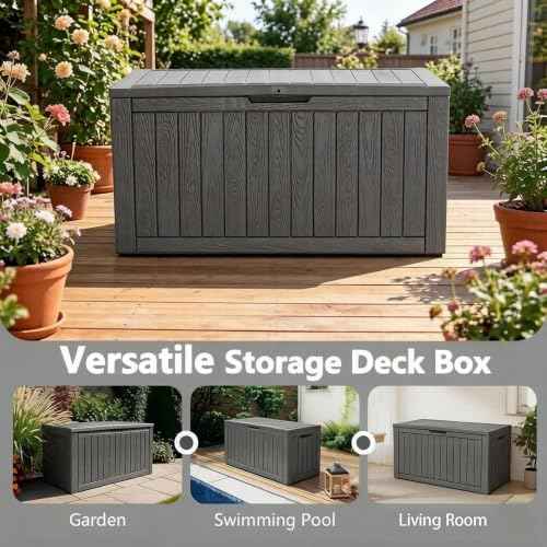 140 Gallon Outdoor Storage Box Waterproof Deck Box for Patio