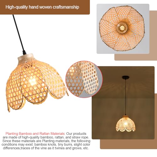 3 Pack Bamboo Pendant Light Mini Rattan Chandelier (3 Count)