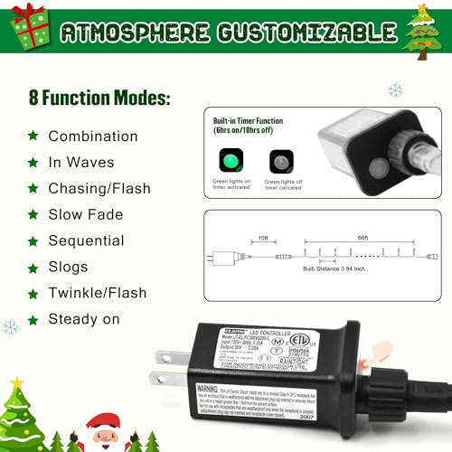 200 LED White Christmas Lights Outdoor (76.2 Foot)