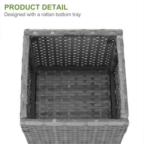Set of 2 Tall Planters for Outdoor Plants Handmade 24'' Wicker Tall Square Planter Box with Removable Liners Modern Planter for Indoor Outdoor Garden Patio Front Porch (2 Count)