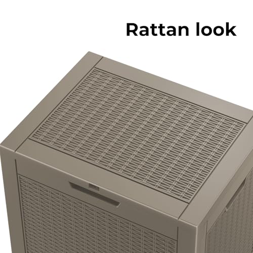 34 Gallon Deck Boxes Resin Outdoor Storage Box UV Resistant Outside Deck Box with Lockable Lid for Patio Furniture