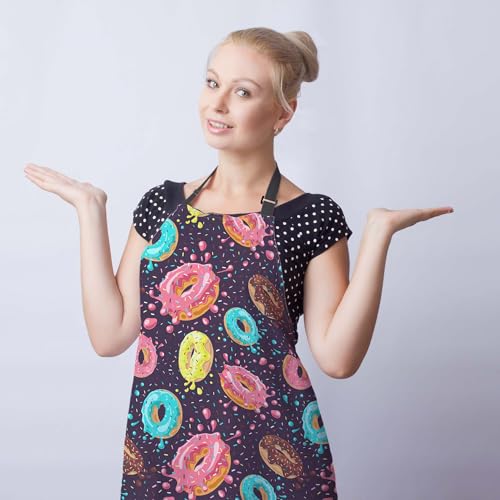 Chef Apron for Men Donuts Women Aprons for Kitchen Cooking Restaurant BBQ Painting Crafting 27”