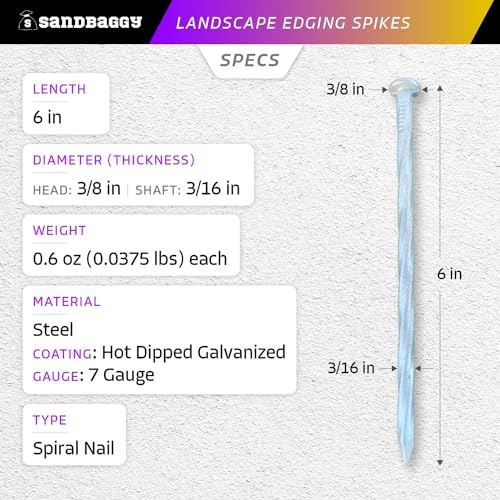 6 Inch Galvanized Landscape Edging Spikes (400 Count)