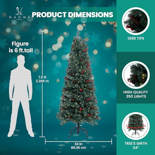 Belen 7.5ft Pencil Christmas Tree Prelit pre