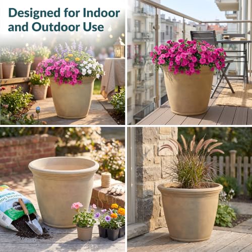 Sunnydaze Anjelica 15.25'' Large Plastic Planter Pot for Plants
