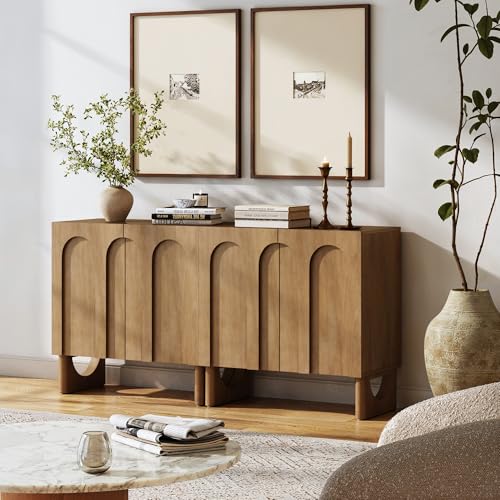 Jett Mid Century Modern Wood Credenza Storage Cabinet (2 Count)