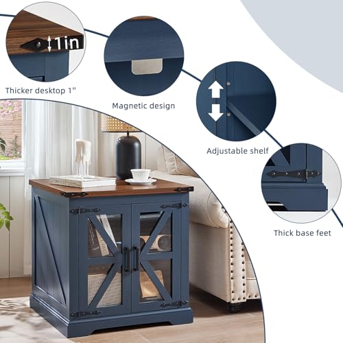 24'' End Table Set 2 with Charger for Living Room