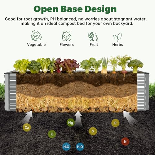 8x4x2ft Outdoor Metal Raised Garden Bed (4 Count)