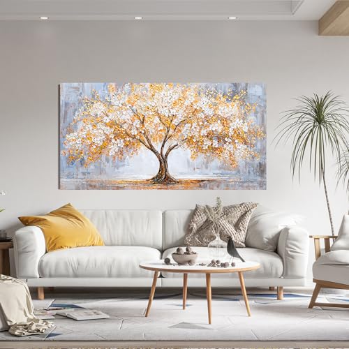 Golden Tree of Life Wall Art Decor Bedroom 24"X48" Botanical Wall Art Print