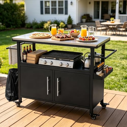 Outdoor Grill Cart with Stainless Steel Top