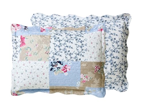 Pink Rose & Beige Toile Patchwork Quilt Set