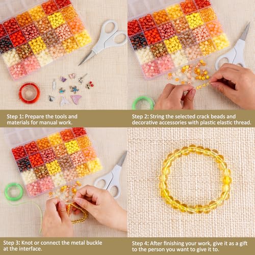 About 7200PCS 6mm Glass Beads Bracelet Making Kit (7200 Count)