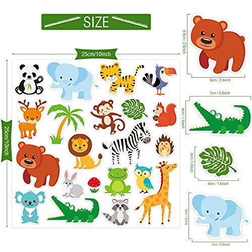 40 PCS Jungle animals Thick Gel Clings Winter Safari Window Gel Clings Decals Stickers for Kids Toddlers and Adults Home Airplane Classroom Nursery Winter Zoo Animals Party Supplies Decorations (40 Count)