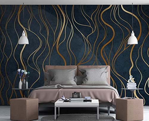 Simple Golden Lines wall Mural Wallpaper for Bedroom 103" x 69" (49 Sq Ft)