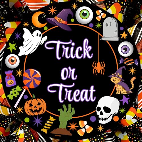 Trick or Treat Halloween Candy Wreath Available in 24 inch or 28 inch Diameter Indoor