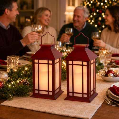 13 Inch Outdoor Decorative Lanterns with LED Candle Timer