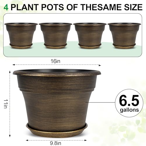 16 inch Plant Pots Outdoor Planters (4 Count)