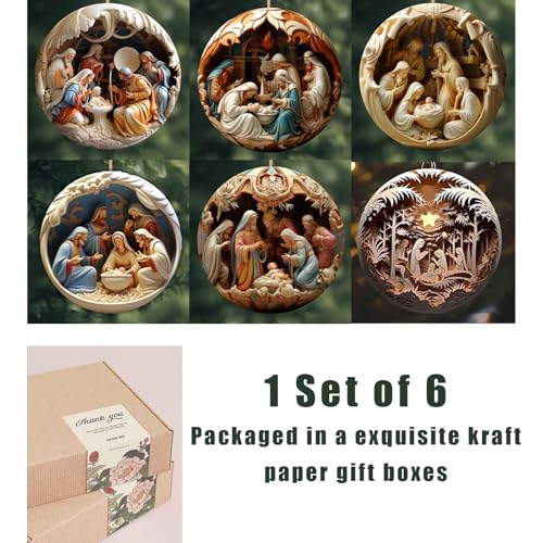 6 Pack Nativity Scene Ornaments (6 Count)