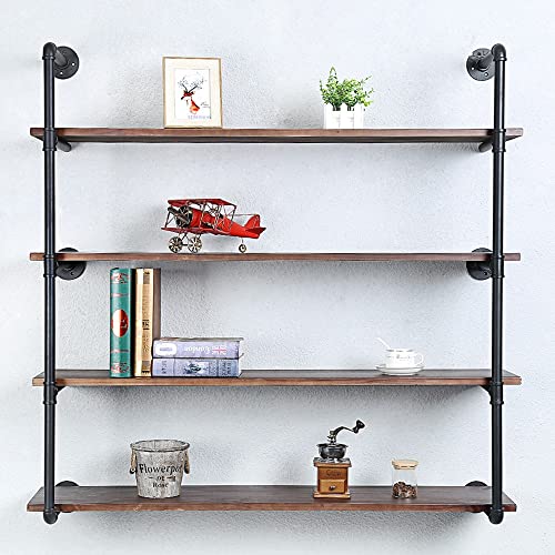 Industrial Pipe Shelves With Wood Planks
