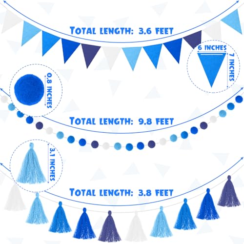 4 Pcs 9.8 ft Pom Pom Garland for Classroom Bulletin Board (12.74 Foot)