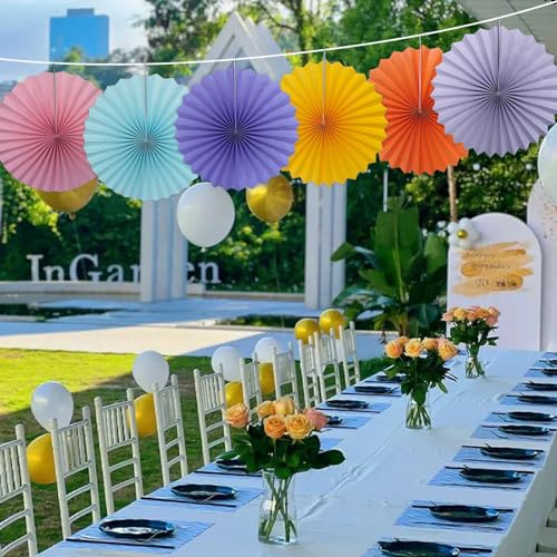 Pink Party Decorations Pink Hanging Round Paper Fans Bulk 16in DIY Set