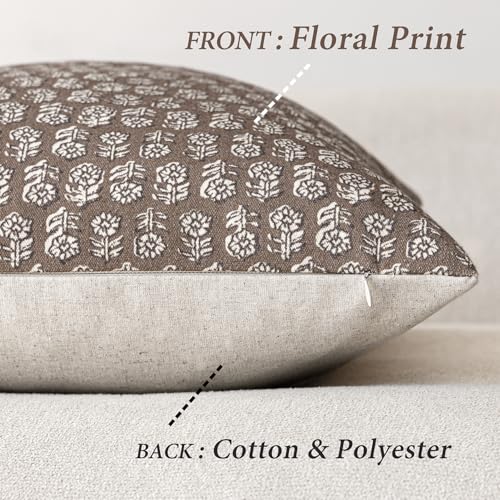 Decorative Floral Print Throw Pillow Covers 20×20 Inch (2 Count)