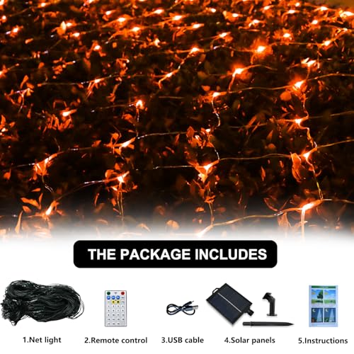 Solar Net Halloween Lights Orange Fall Decor