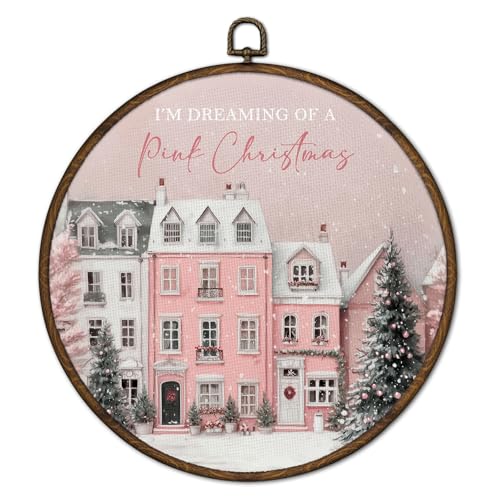 Vintage Pink Christmas Wall Art Framed