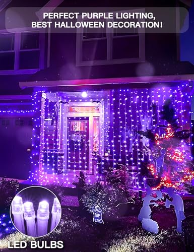 Purple Curtain Lights for Halloween