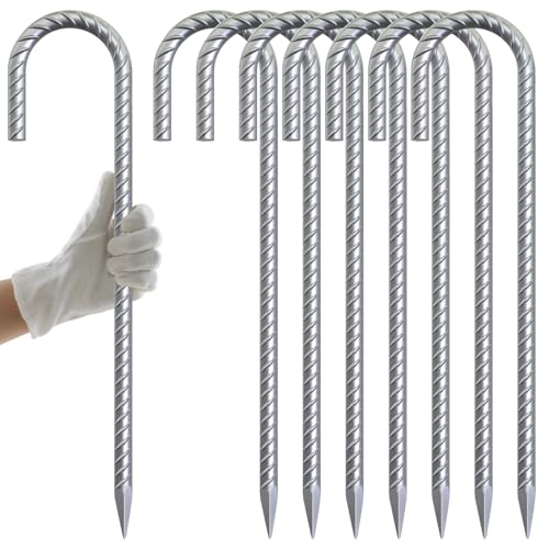 J Hook Rebar Stakes 16 Inch Tent Stakes Heavy Duty 3 (8 Count)